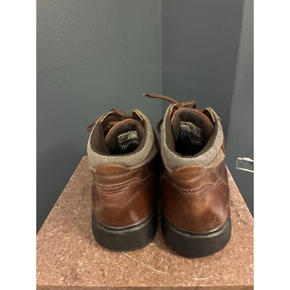 Nunn Bush Men's Brown Leather Waterproof Ankle Boots Moc Toe Laced GUC Size 12